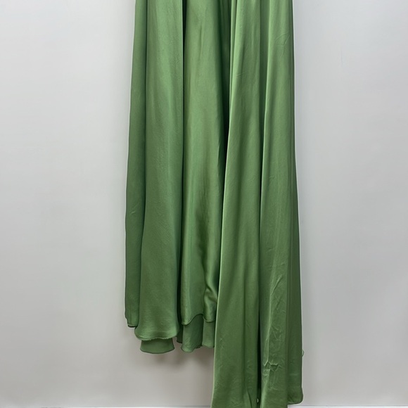 Just One Thing Italian Silk Relaxed Sleeveless Swing Slip Maxi Dress Green OS - Picture 3 of 7